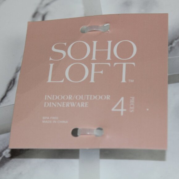 Soho Loft Melamine Dinner Plates White Gray Marble Look Set of 4 Round 11" NWT - Picture 2 of 6